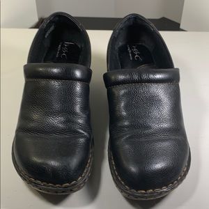 BOC Born Black Leather Clogs